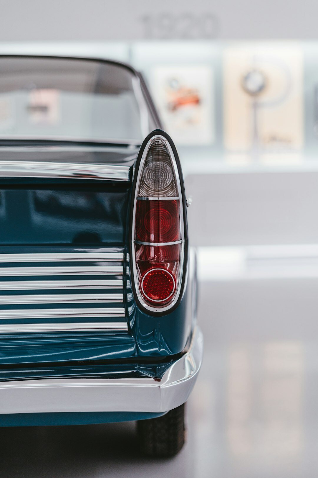 Restored 1960s classic automobile studio photograph