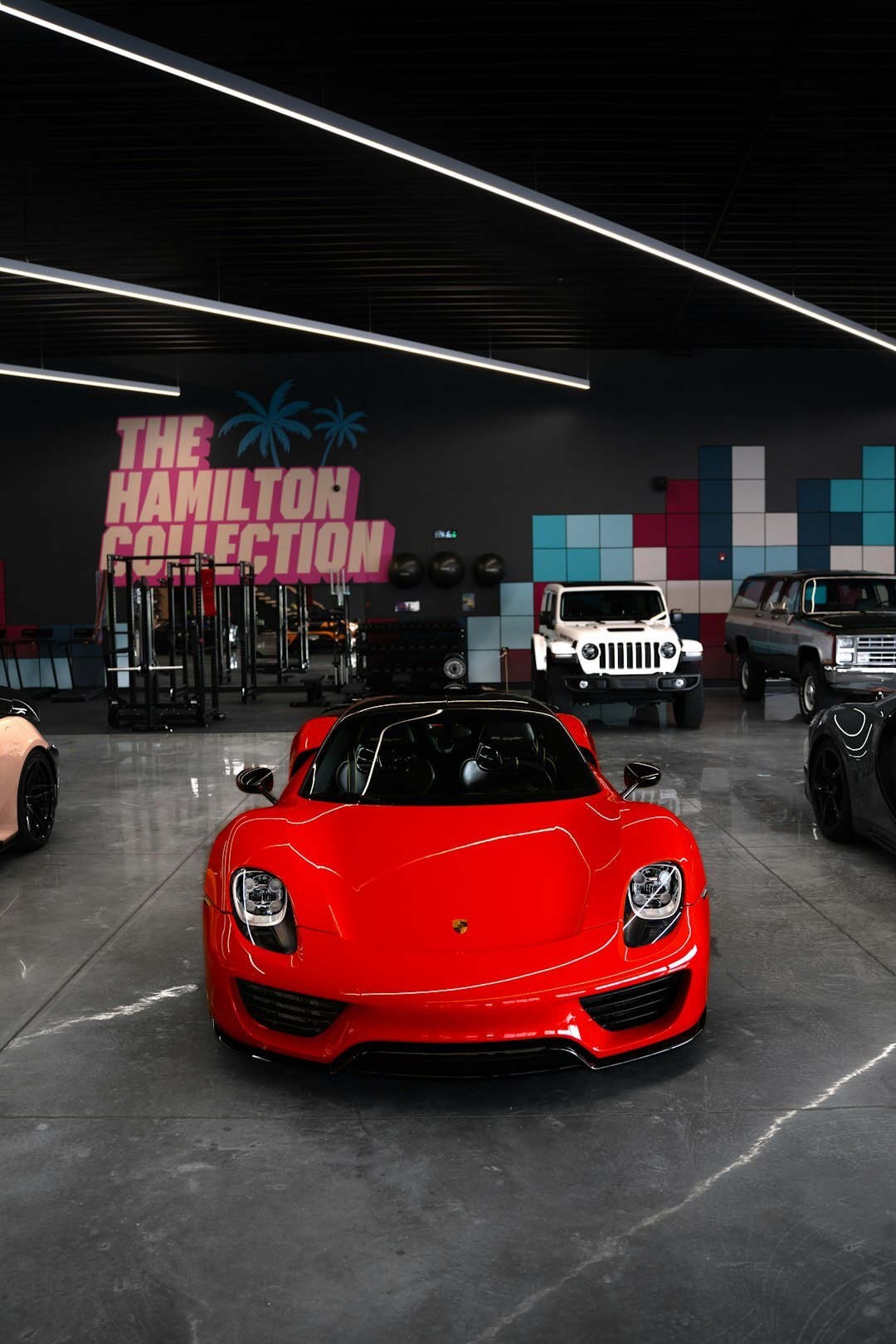 luxury car collection showroom
